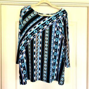 Bob Mackie XL Geometric Stripe Tunic